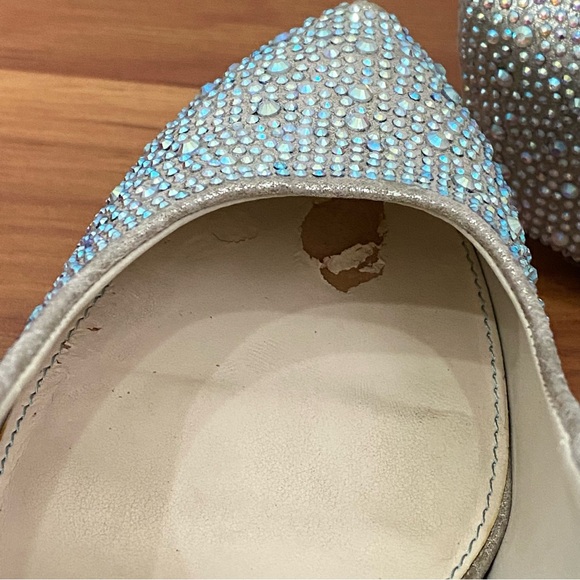 Betsey Johnson Blue WISH Crystals Champagne Platform Wedding Stilettos Size 8.5 - Picture 13 of 16